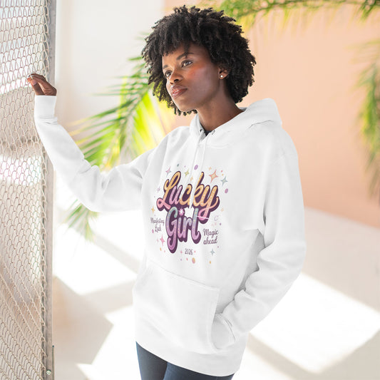 Lucky Girl Hoodie — Cute Pastel Graphic Pullover