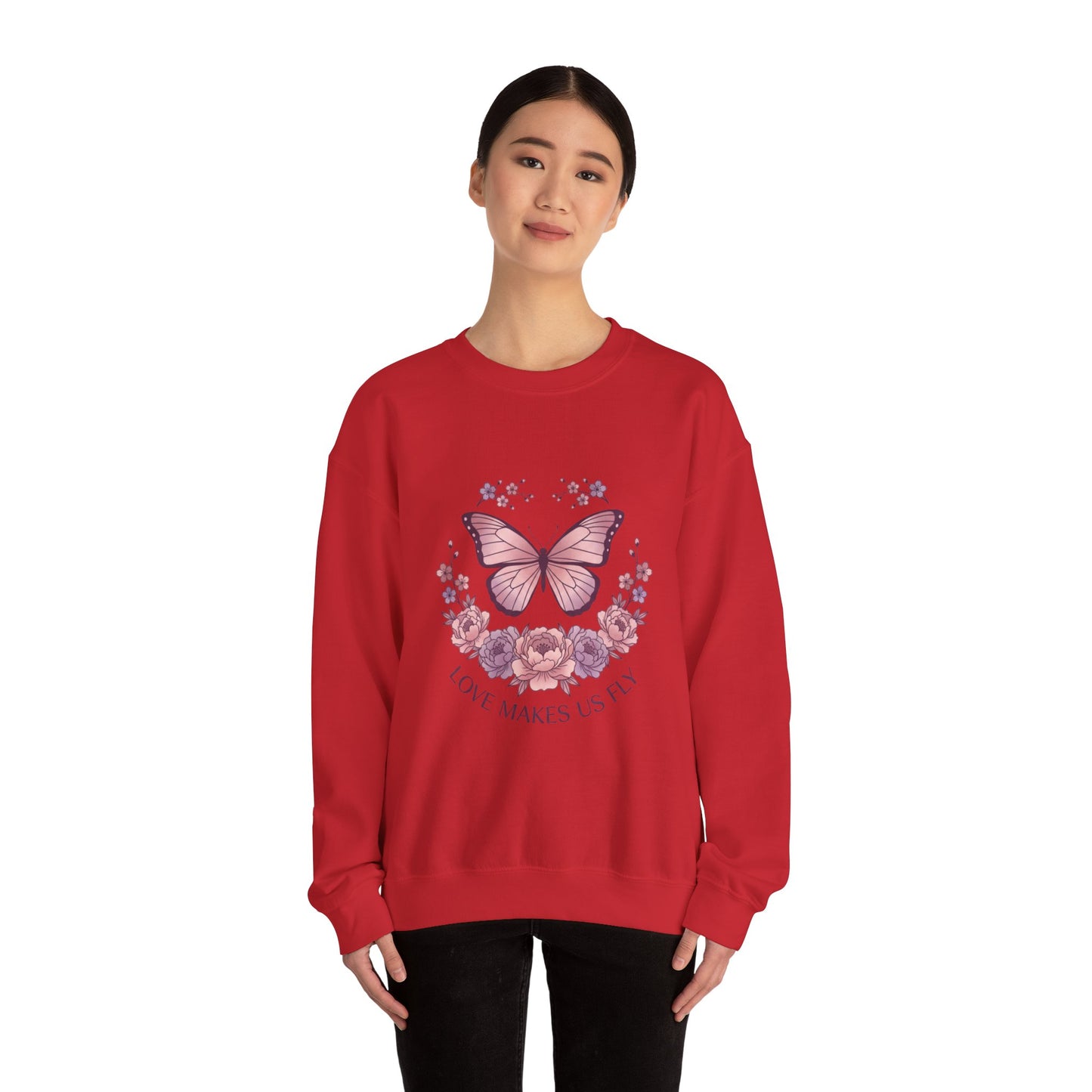 Love Makes Us Fly Butterfly & Flower Sweatshirt