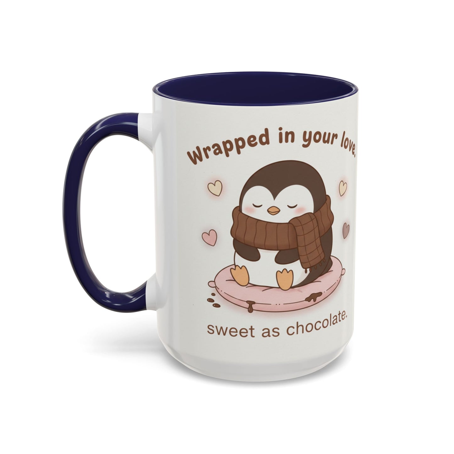 Penguin Wrapped in Your Love Accent Coffee Mug — Cute Romantic Penguin Gift (11/15 oz)