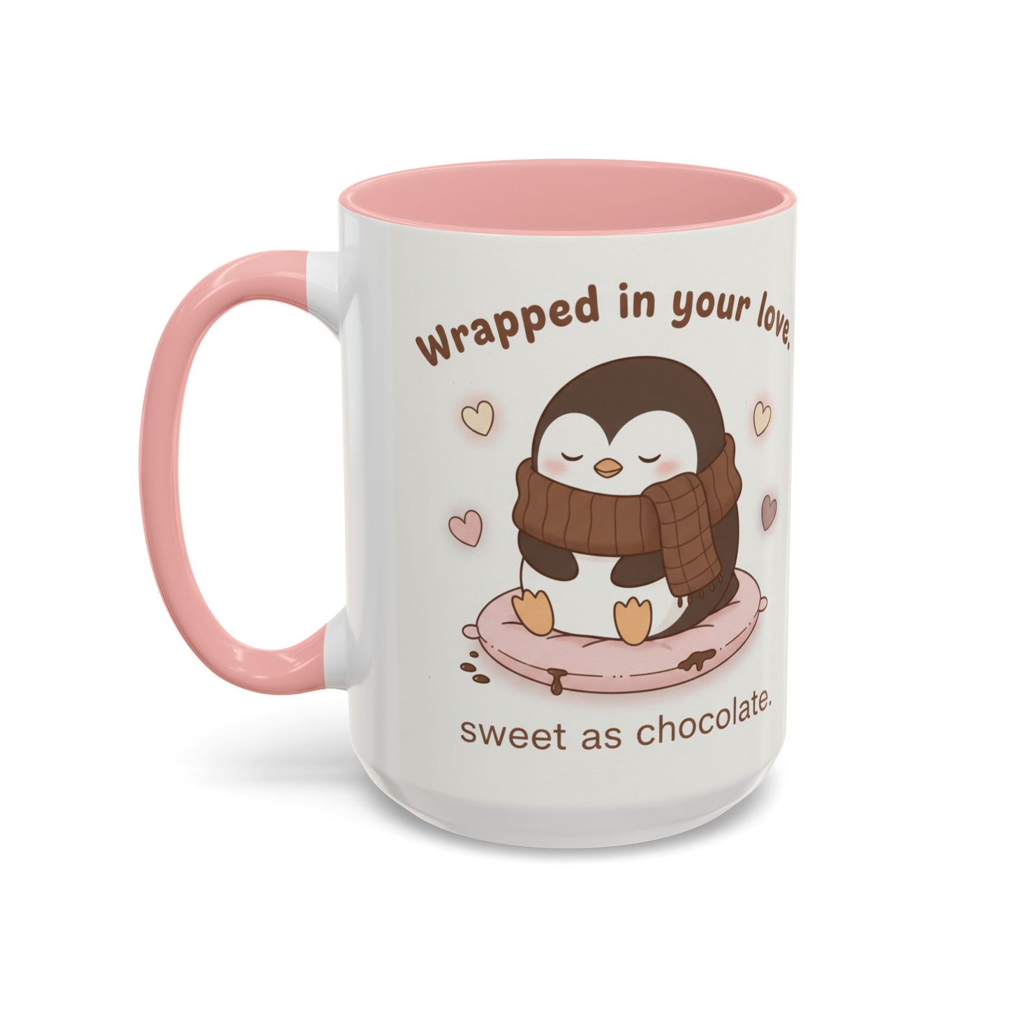 Penguin Wrapped in Your Love Accent Coffee Mug — Cute Romantic Penguin Gift (11/15 oz)