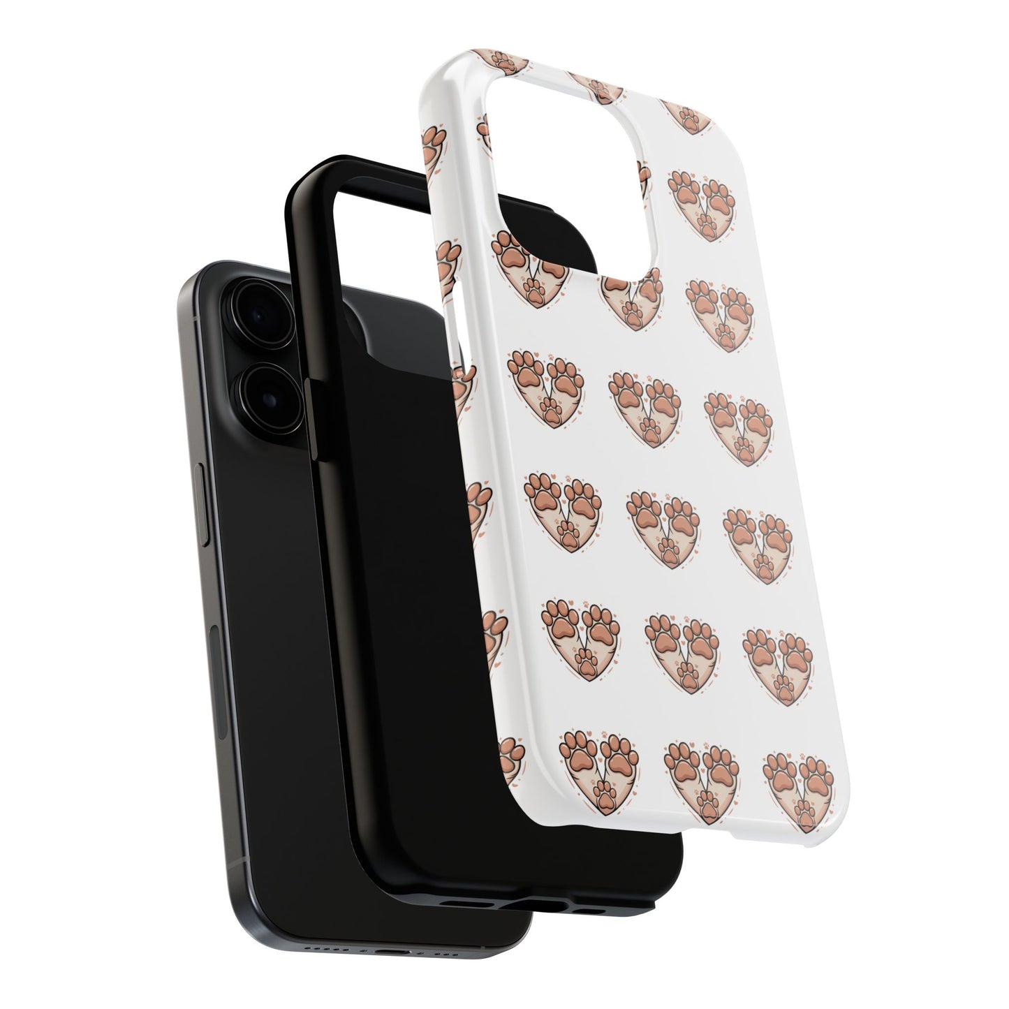 Paw Heart Tough Phone Case — Cute Cat & Dog Paw Print Pattern