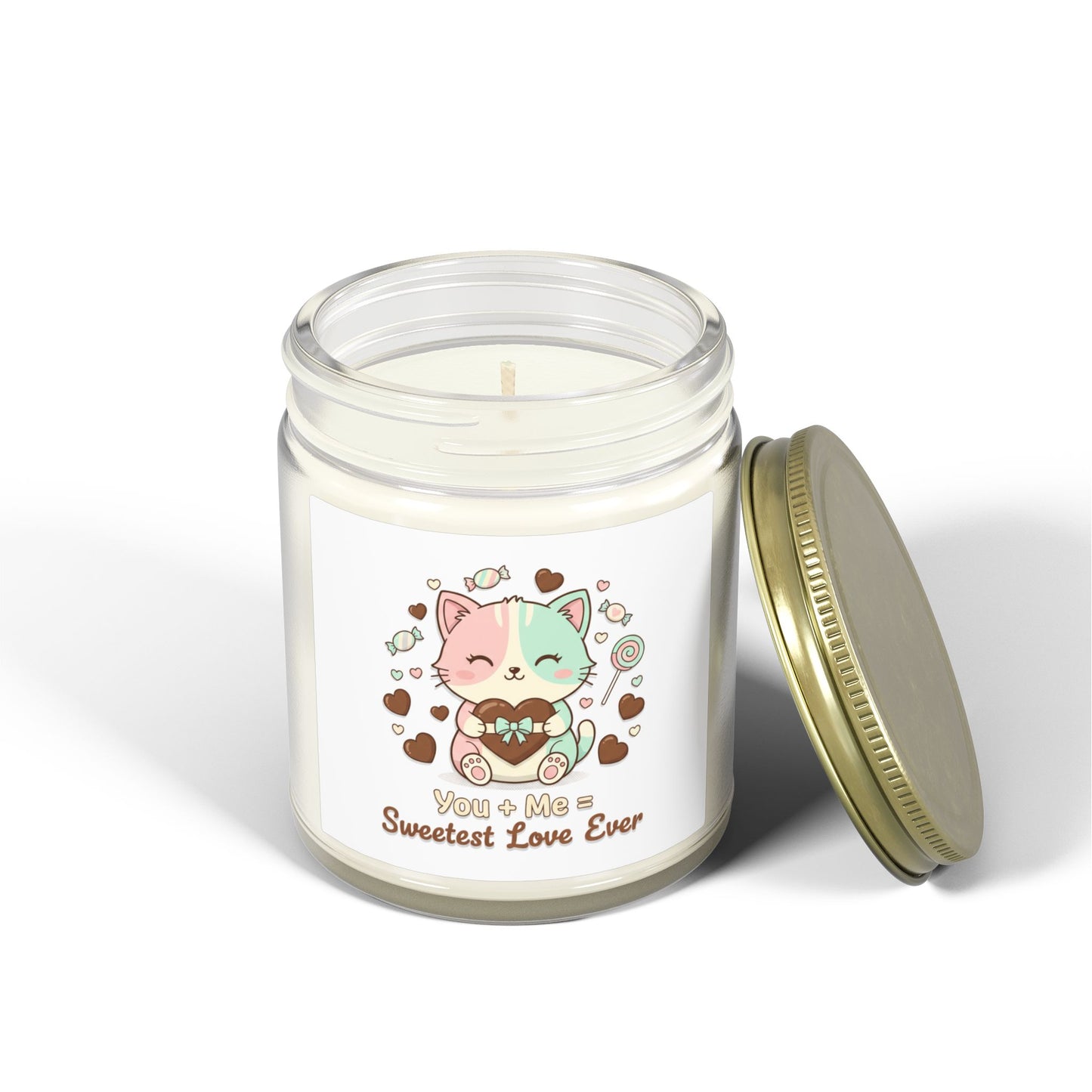 Coconut Apricot Scented Candle — "Sweetest Love Ever" Cute Cat Jar (4oz/9oz)