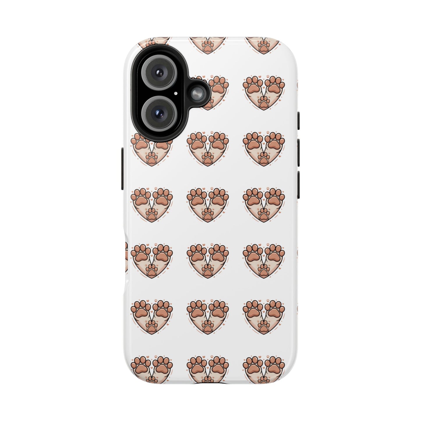 Paw Heart Tough Phone Case — Cute Cat & Dog Paw Print Pattern