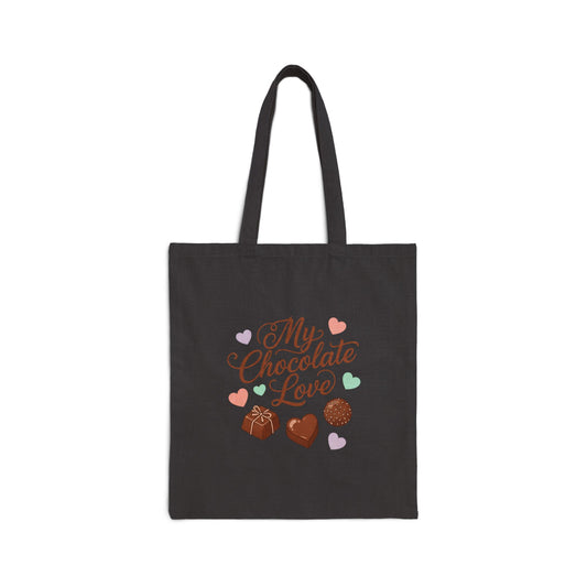 My Chocolate Love Tote, Retro Valentine Typography, 70s Bubble Font