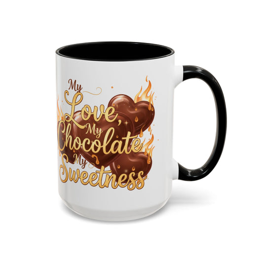My Love My Chocolate Sweetness Accent Coffee Mug — Valentine’s Chocolate Heart Gift (11/15oz)