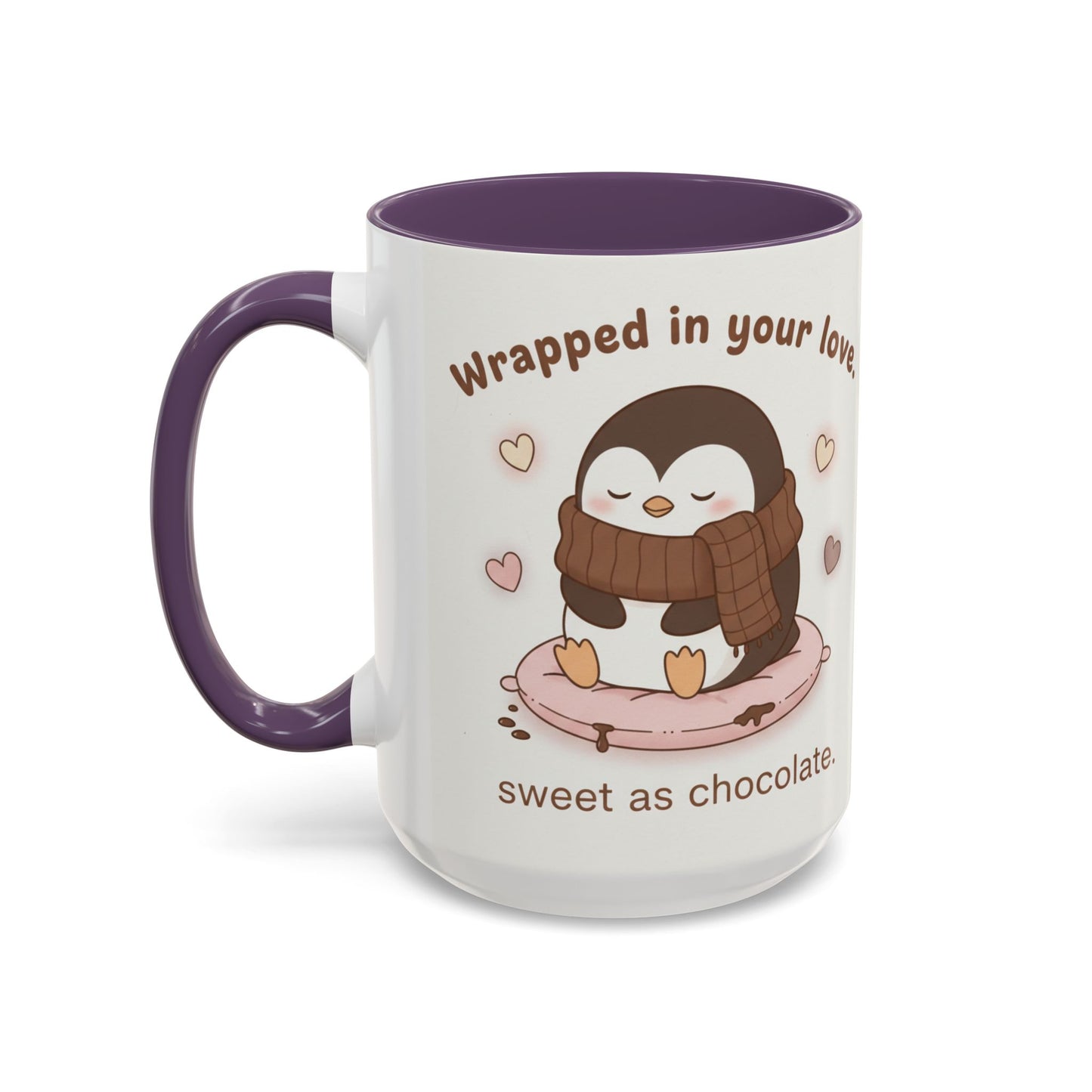 Penguin Wrapped in Your Love Accent Coffee Mug — Cute Romantic Penguin Gift (11/15 oz)