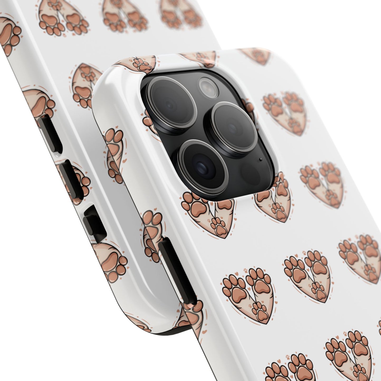 Paw Heart Tough Phone Case — Cute Cat & Dog Paw Print Pattern