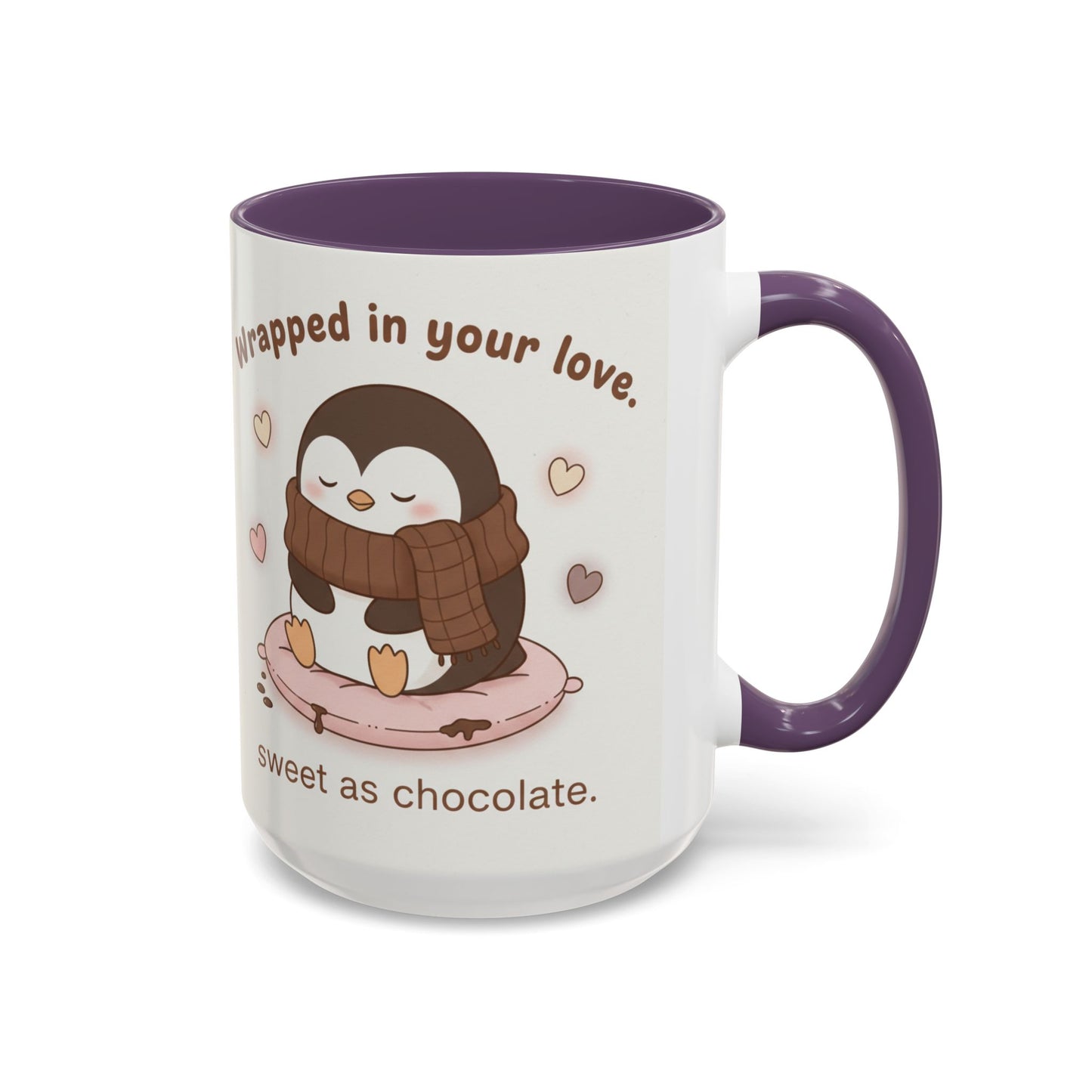 Penguin Wrapped in Your Love Accent Coffee Mug — Cute Romantic Penguin Gift (11/15 oz)