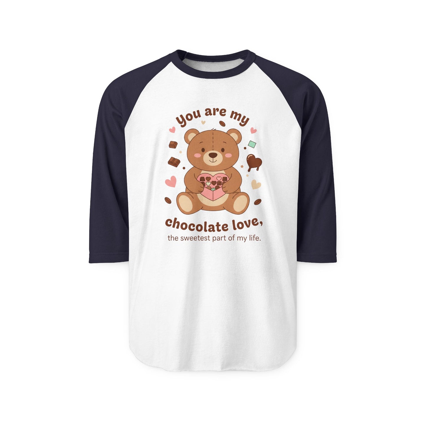 Bear Holding Heart Raglan Shirt – "You Are My Chocolate Love" Valentine's Tee