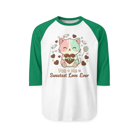 Sweetest Love Ever Raglan Shirt — "You + Me = Sweetest Love Ever"