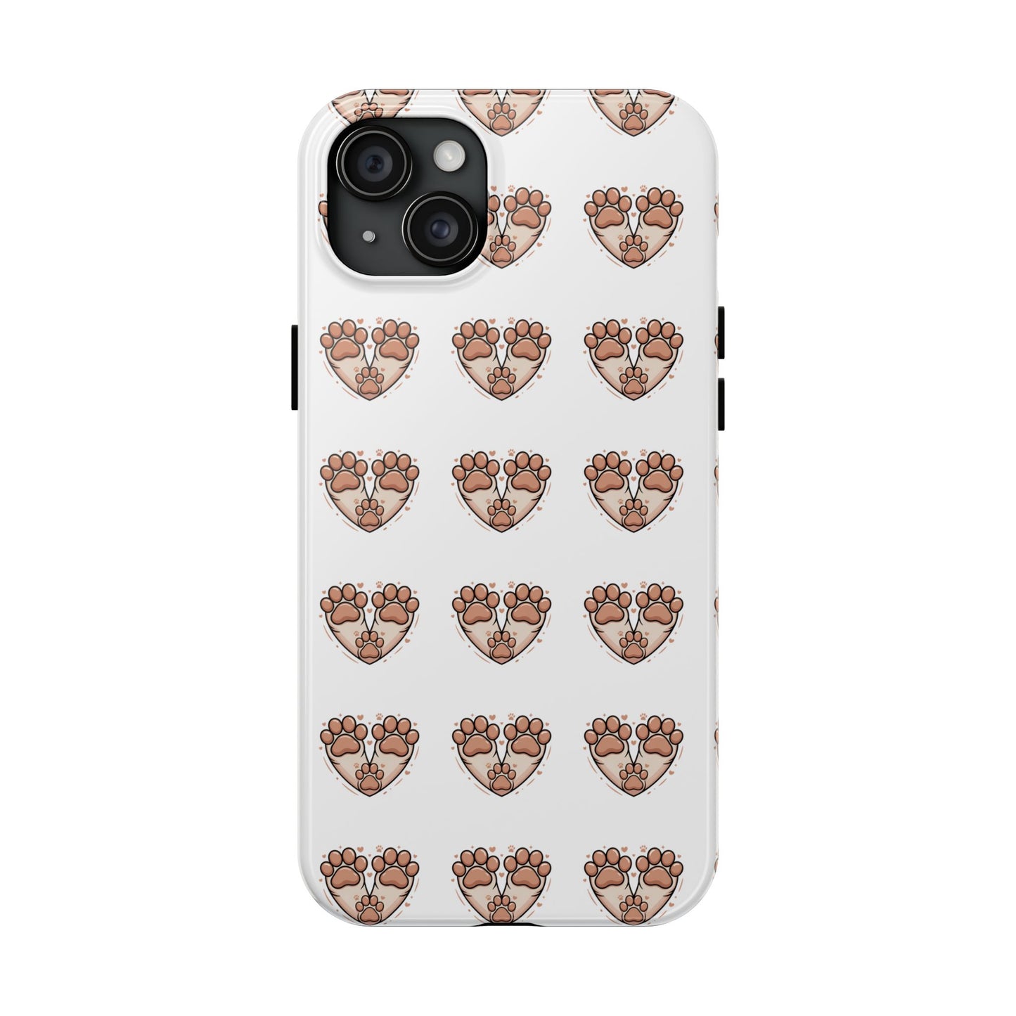 Paw Heart Tough Phone Case — Cute Cat & Dog Paw Print Pattern