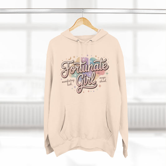 Fortunate Girl Hoodie — Cute Pastel Graphic Fleece Pullover