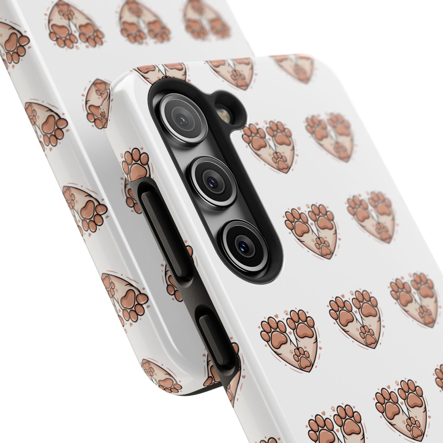 Paw Heart Tough Phone Case — Cute Cat & Dog Paw Print Pattern