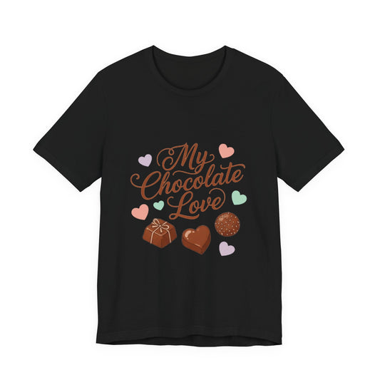 My Chocolate Love T-Shirt | Retro Valentine 70s Love, Bubble Font Hearts