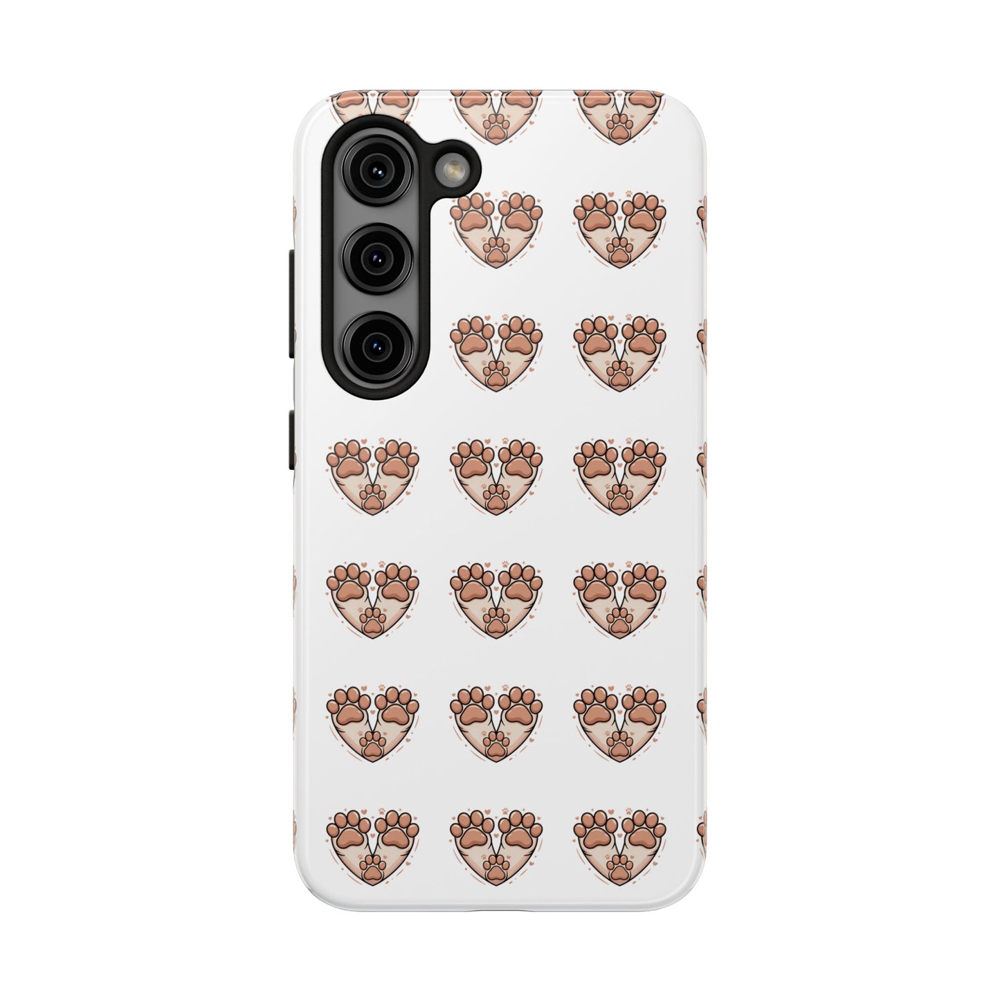 Paw Heart Tough Phone Case — Cute Cat & Dog Paw Print Pattern
