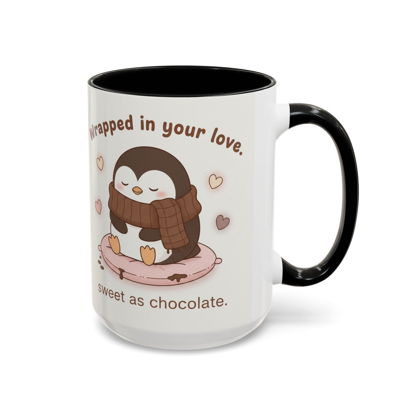 Penguin Wrapped in Your Love Accent Coffee Mug — Cute Romantic Penguin Gift (11/15 oz)