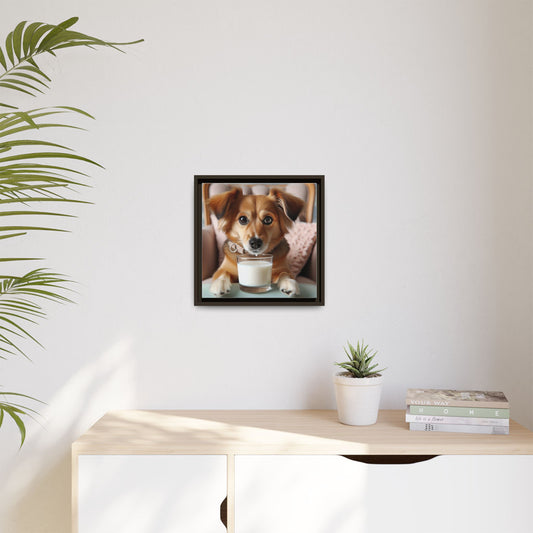 Framed Lion Matte Canvas Wall Art — Regal Gold Mane Portrait