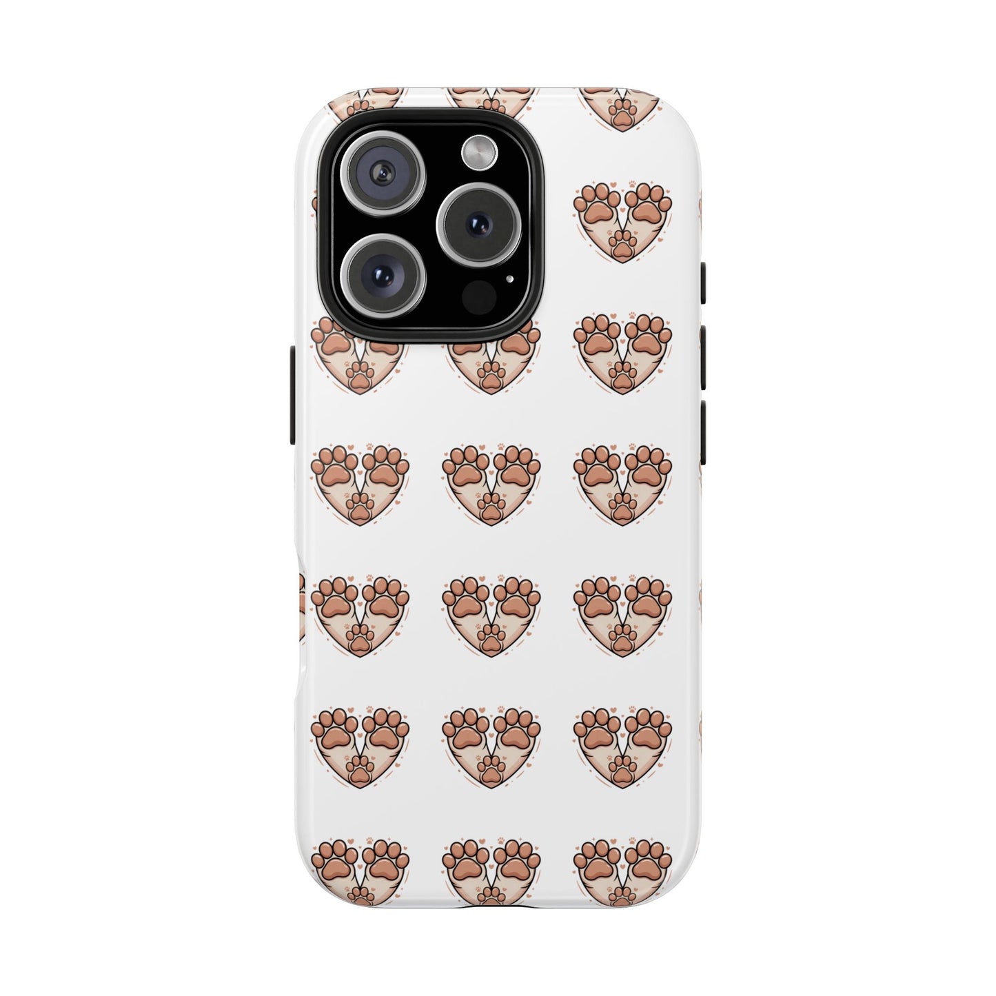 Paw Heart Tough Phone Case — Cute Cat & Dog Paw Print Pattern