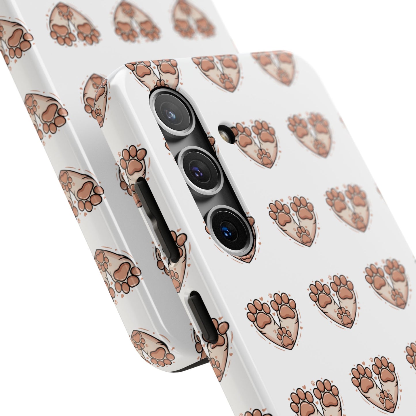 Paw Heart Tough Phone Case — Cute Cat & Dog Paw Print Pattern
