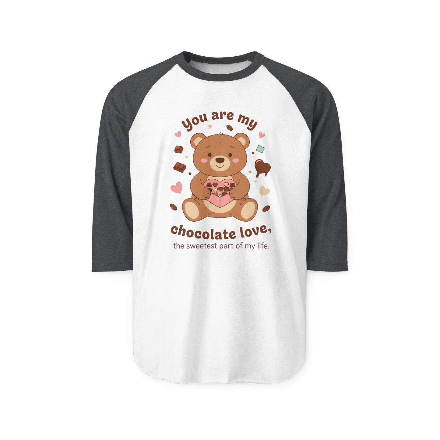 Bear Holding Heart Raglan Shirt – "You Are My Chocolate Love" Valentine's Tee