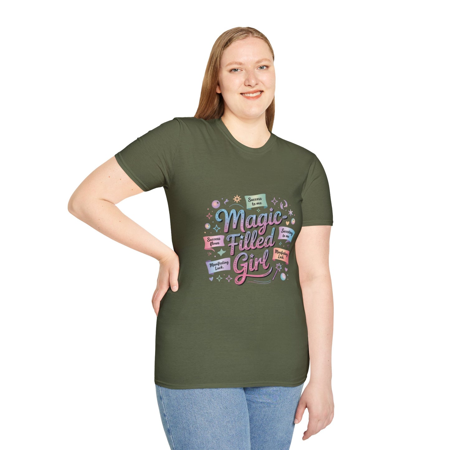 Magic-Filled Girl T-Shirt — Pastel Whimsical Cute Graphic Tee