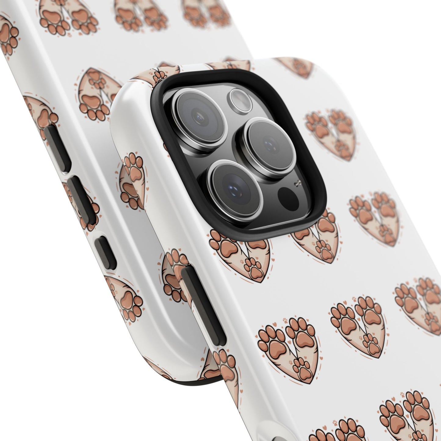 Paw Heart Tough Phone Case — Cute Cat & Dog Paw Print Pattern