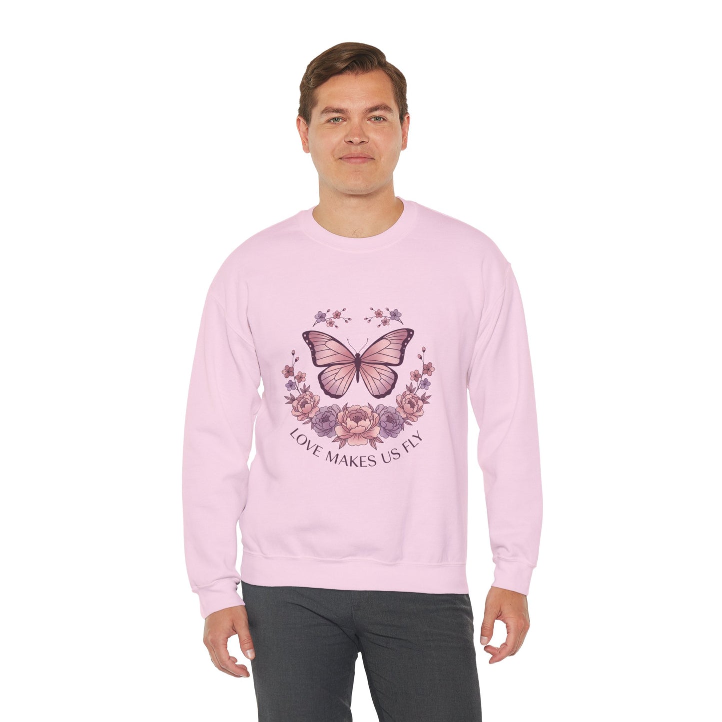 Love Makes Us Fly Butterfly & Flower Sweatshirt