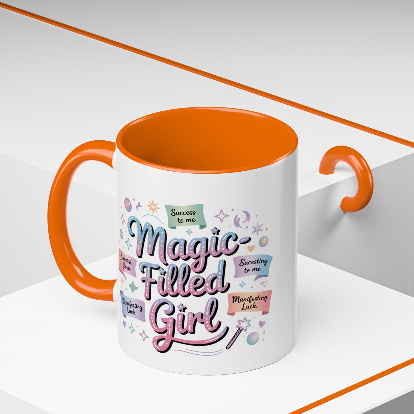 -Filled Girl Accent Coffee Mug — Inspirational Pink Pastel 11/15oz