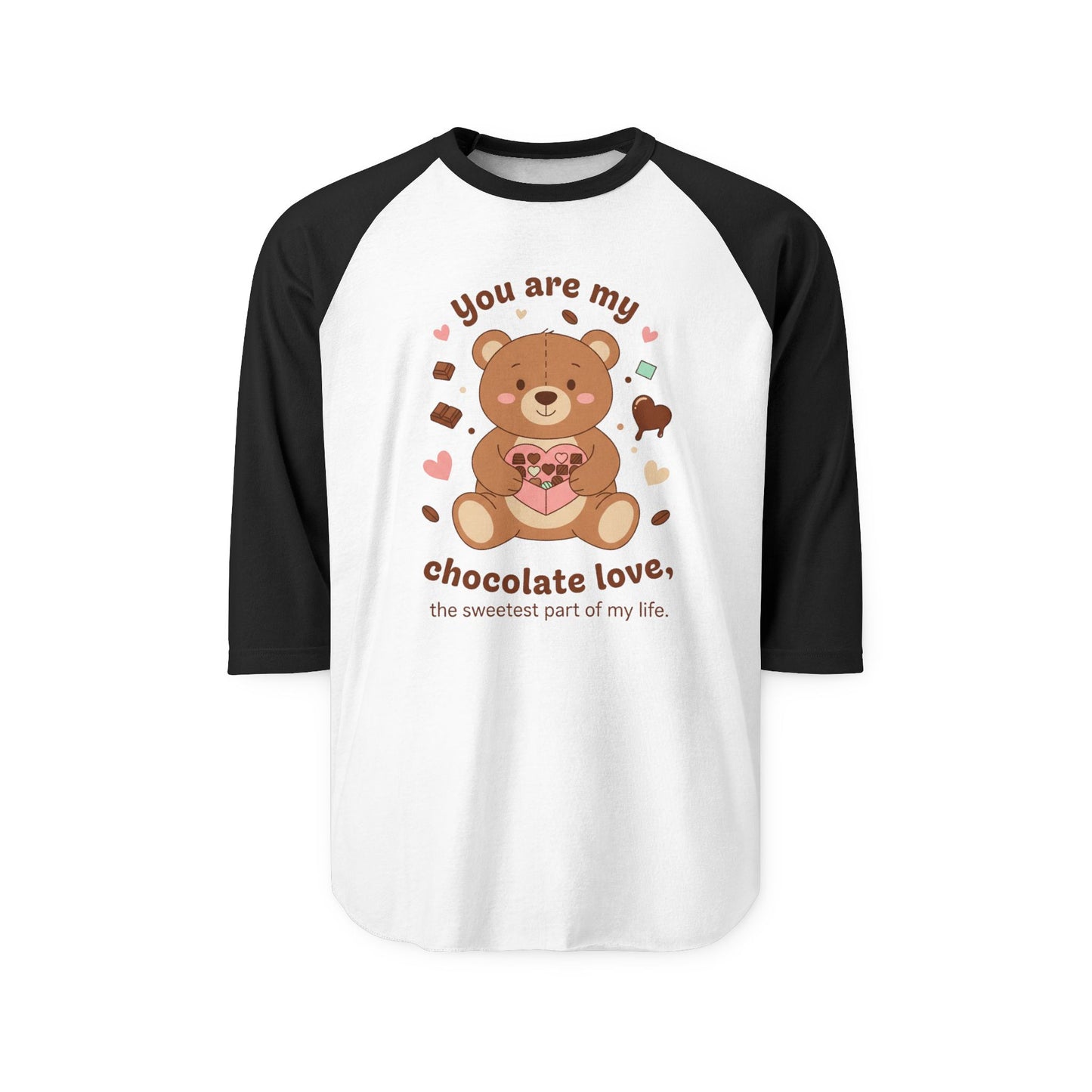 Bear Holding Heart Raglan Shirt – "You Are My Chocolate Love" Valentine's Tee