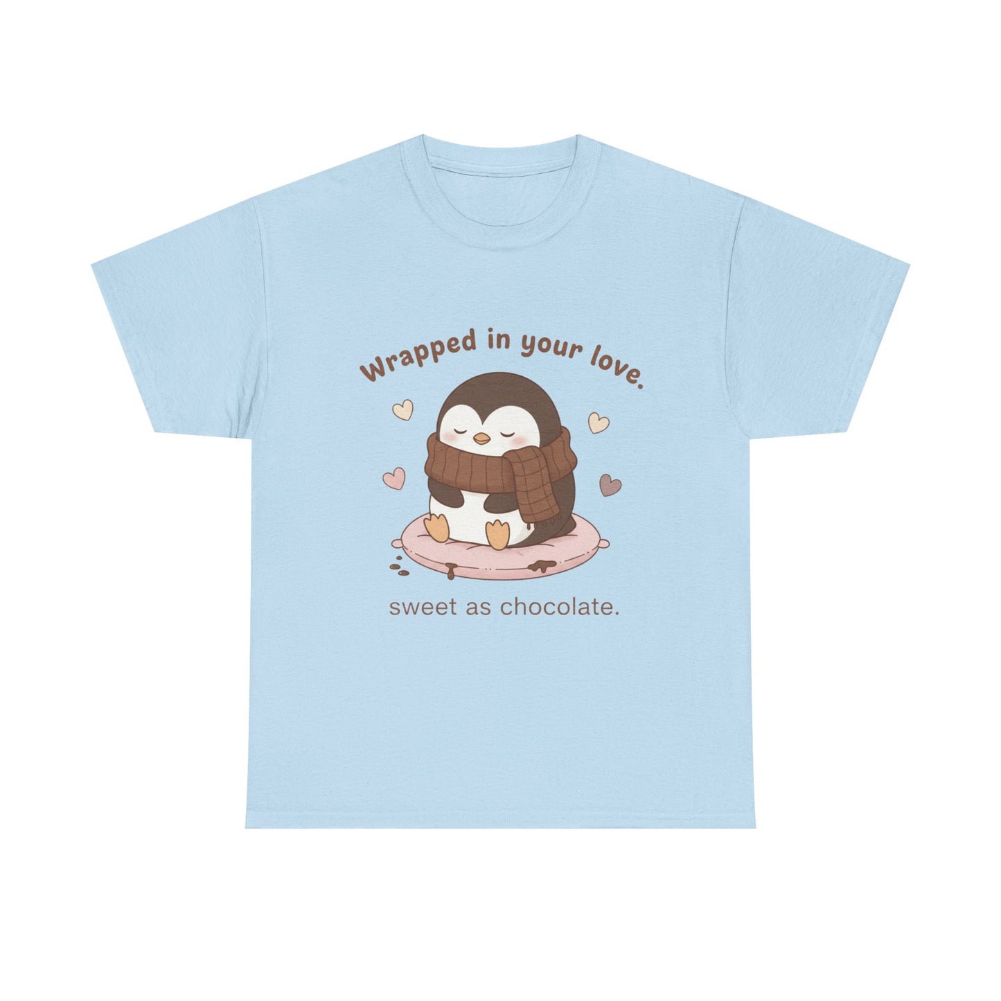 Penguin 'Wrapped in Your Love' Tee — Cute Valentine Chocolate Shirt