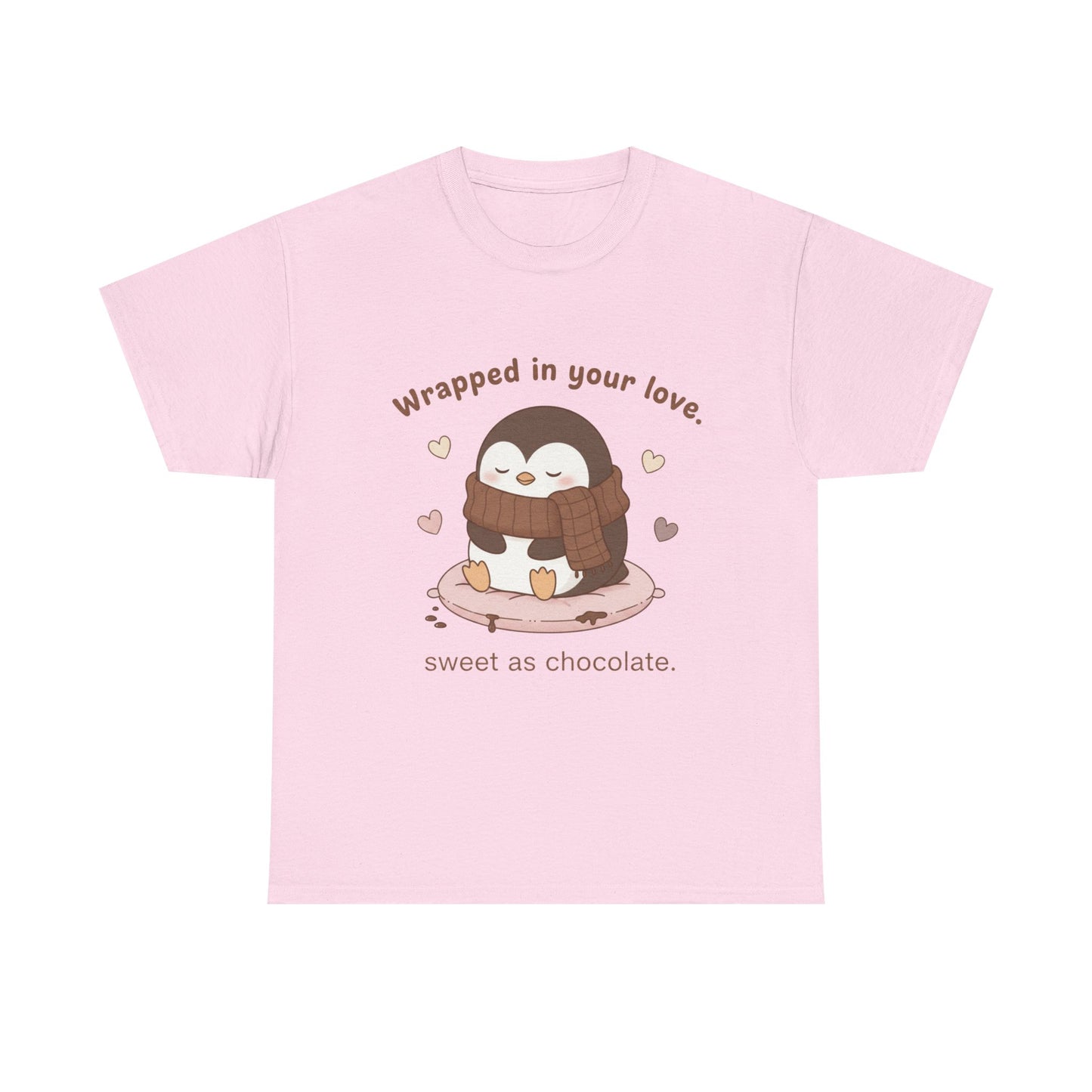 Penguin 'Wrapped in Your Love' Tee — Cute Valentine Chocolate Shirt