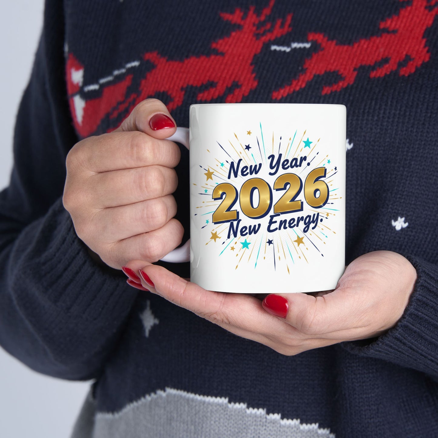 2026 New Year Celebration Ceramic Mug — "New Year, New Energy" (11oz & 15oz)
