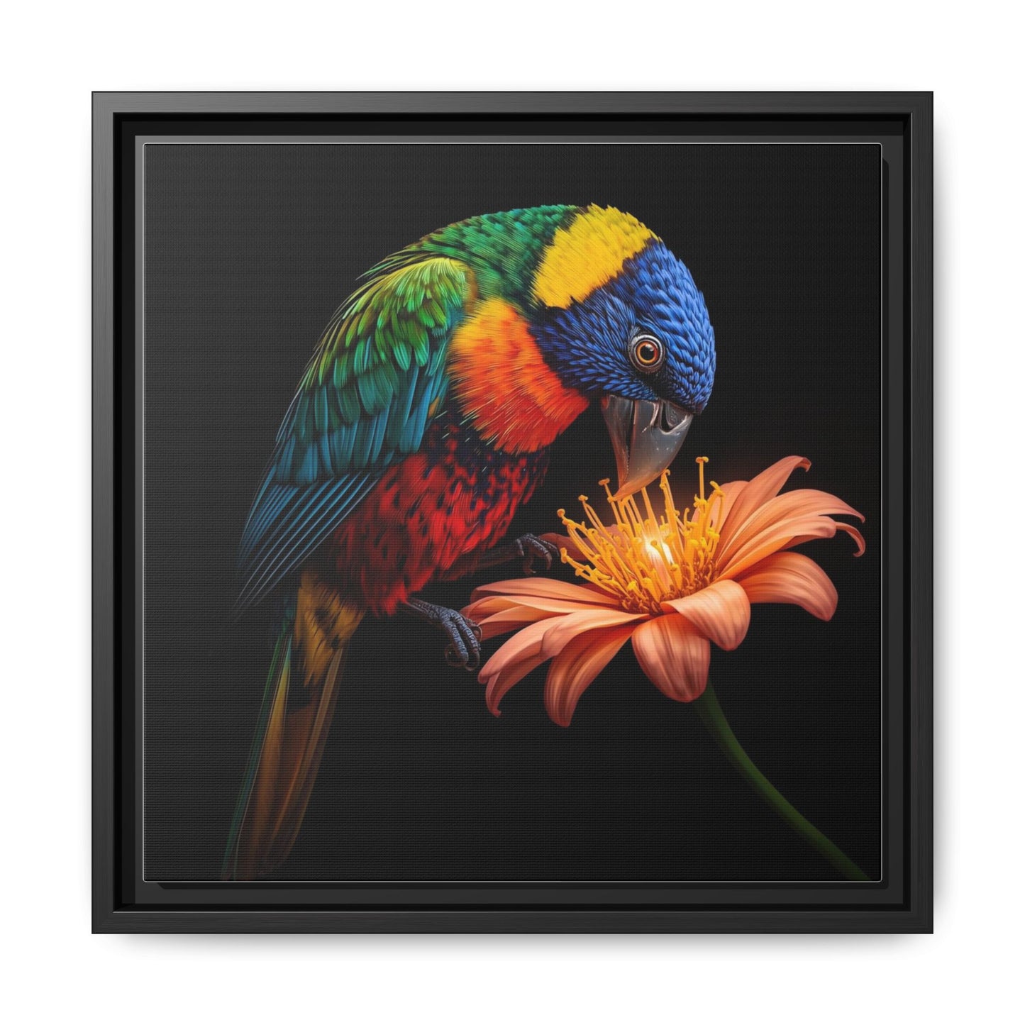 Matte Canvas Framed Art — "wonderful parrot Multi-Color"