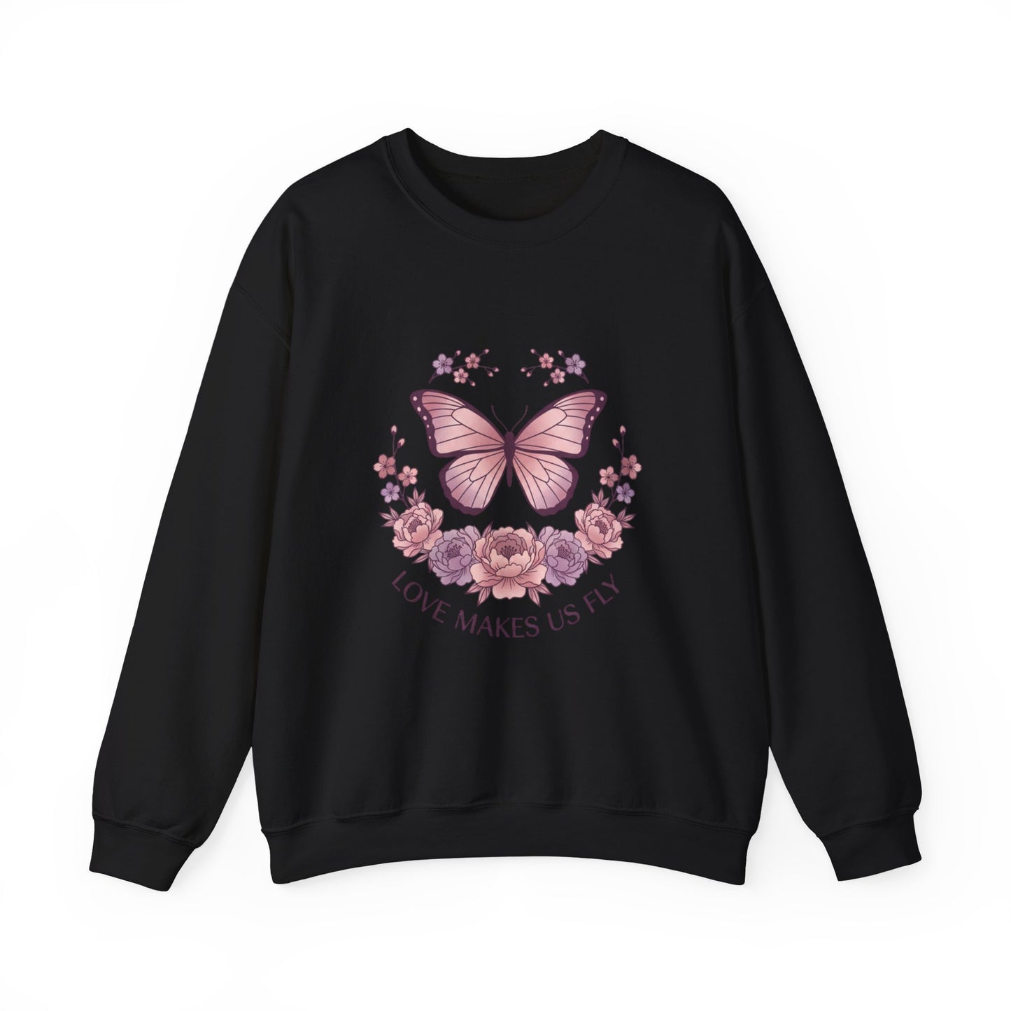 Love Makes Us Fly Butterfly & Flower Sweatshirt