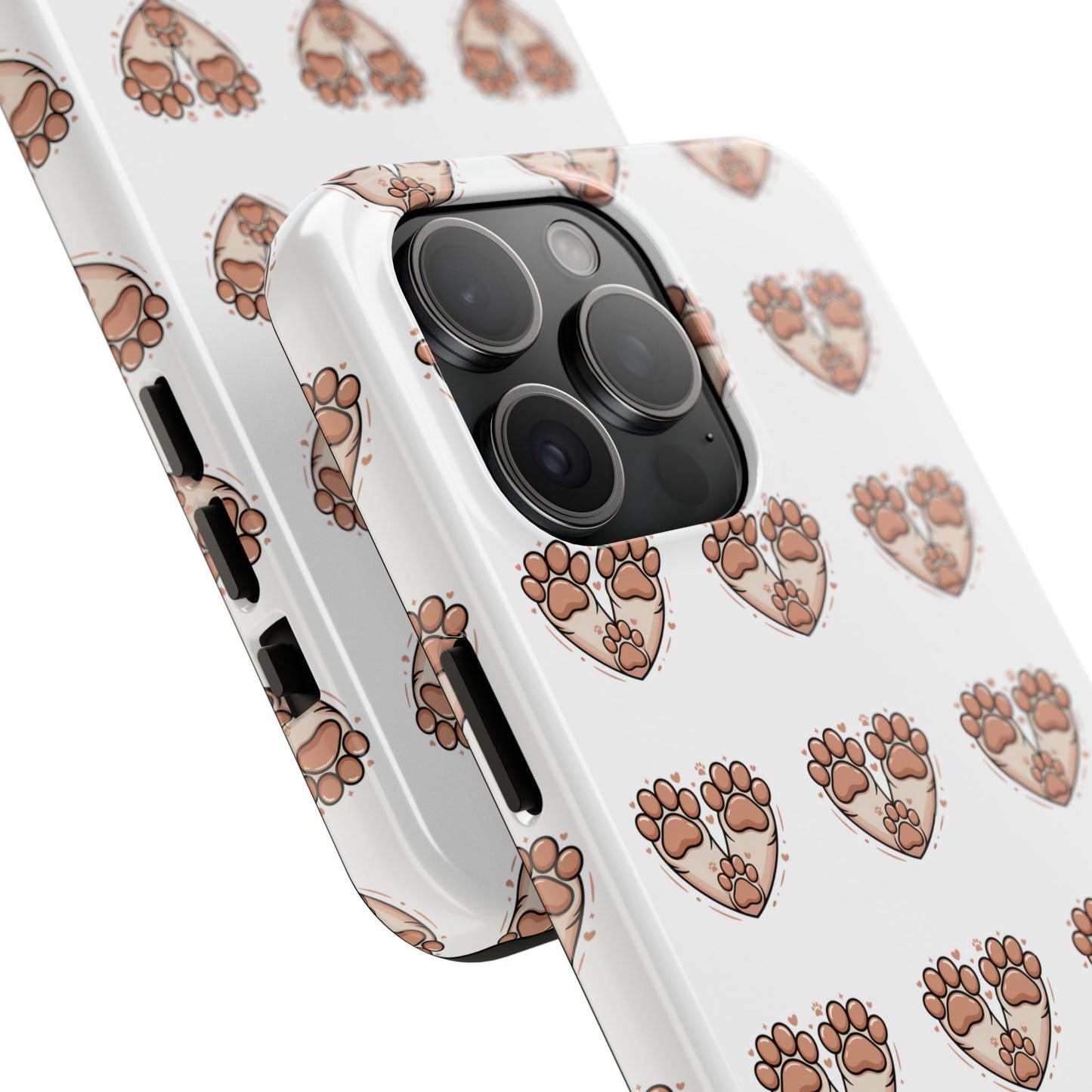 Paw Heart Tough Phone Case — Cute Cat & Dog Paw Print Pattern