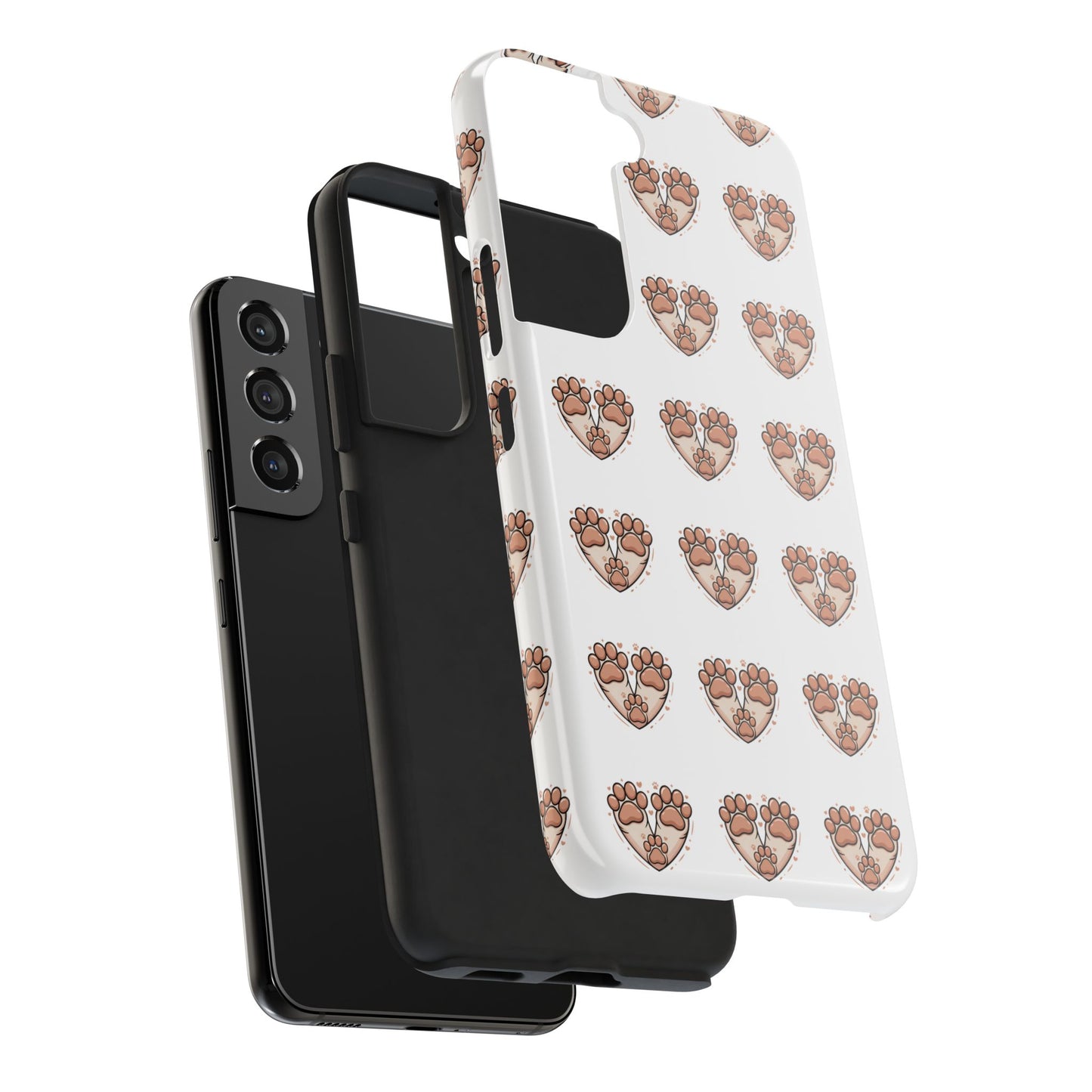 Paw Heart Tough Phone Case — Cute Cat & Dog Paw Print Pattern