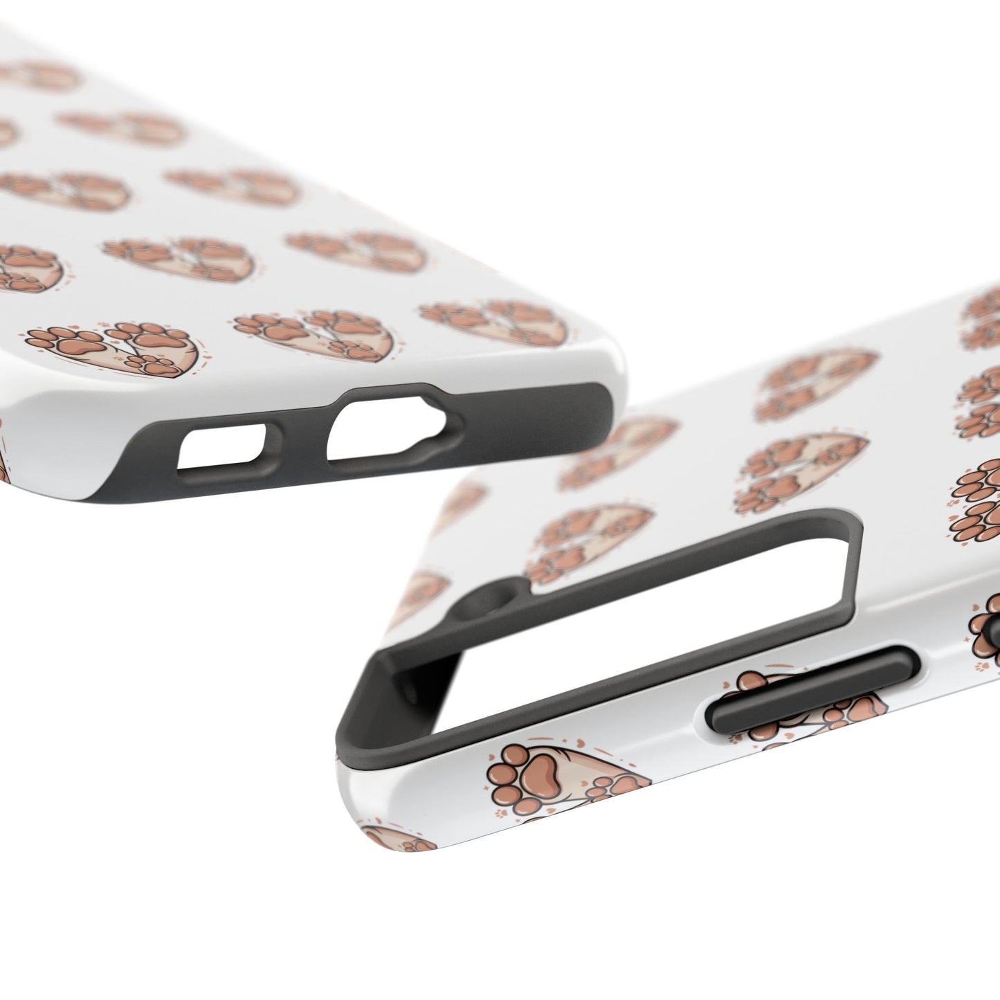 Paw Heart Tough Phone Case — Cute Cat & Dog Paw Print Pattern