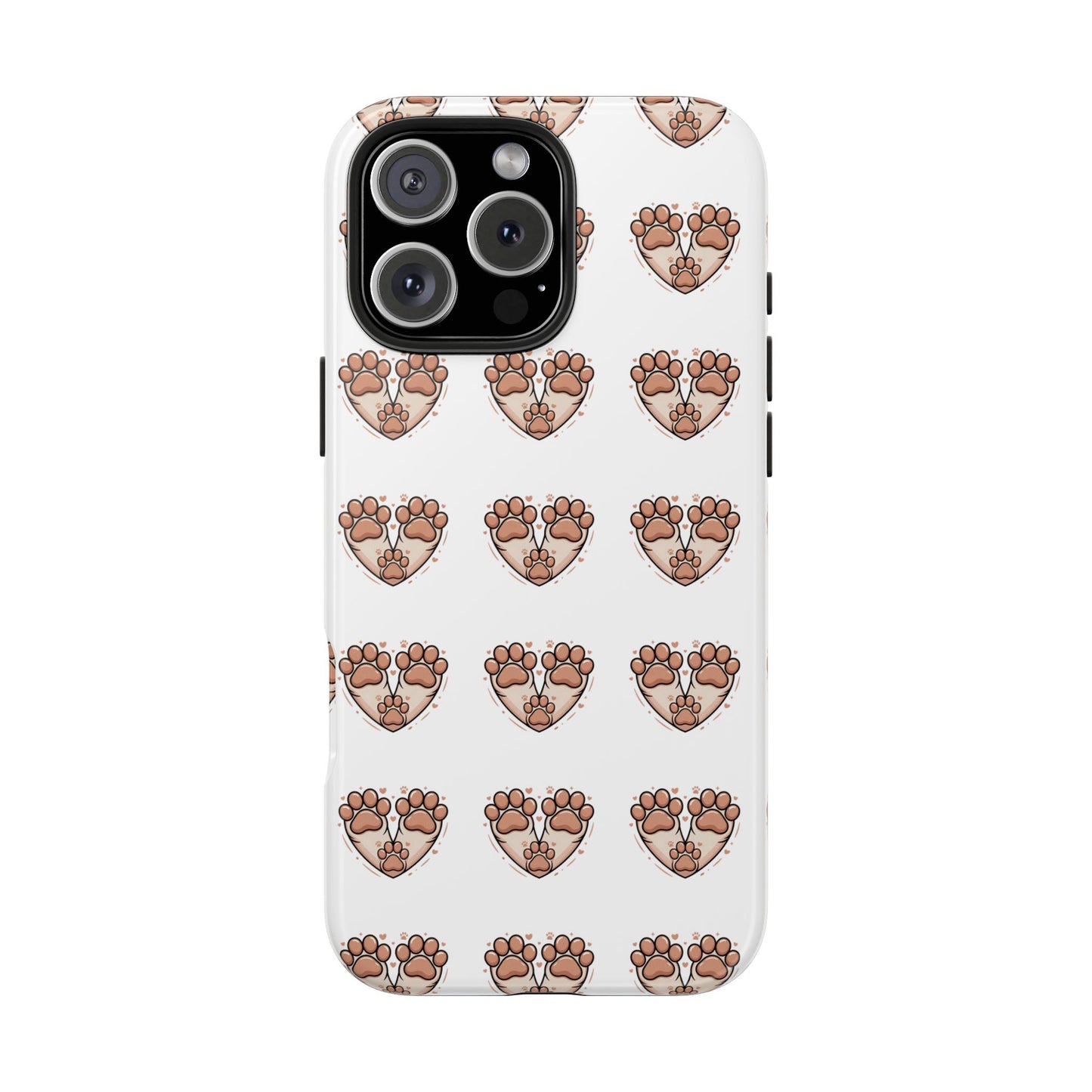 Paw Heart Tough Phone Case — Cute Cat & Dog Paw Print Pattern