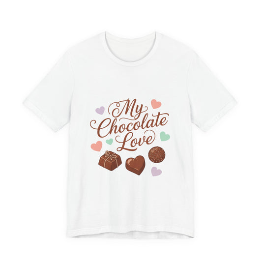 My Chocolate Love T-Shirt | Retro Valentine 70s Love, Bubble Font Hearts