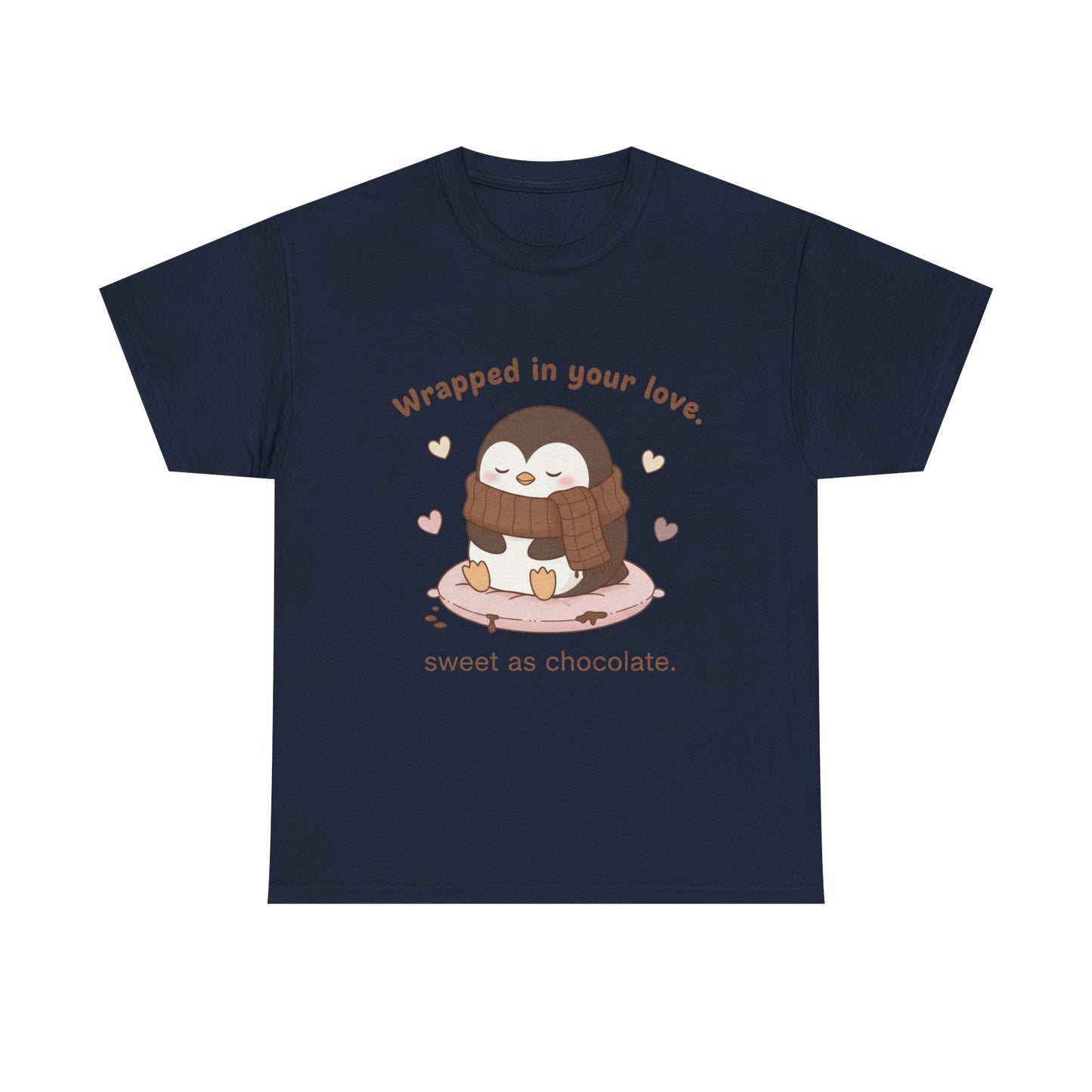 Penguin 'Wrapped in Your Love' Tee — Cute Valentine Chocolate Shirt