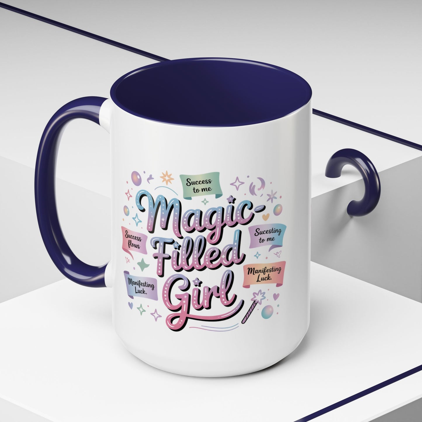 -Filled Girl Accent Coffee Mug — Inspirational Pink Pastel 11/15oz