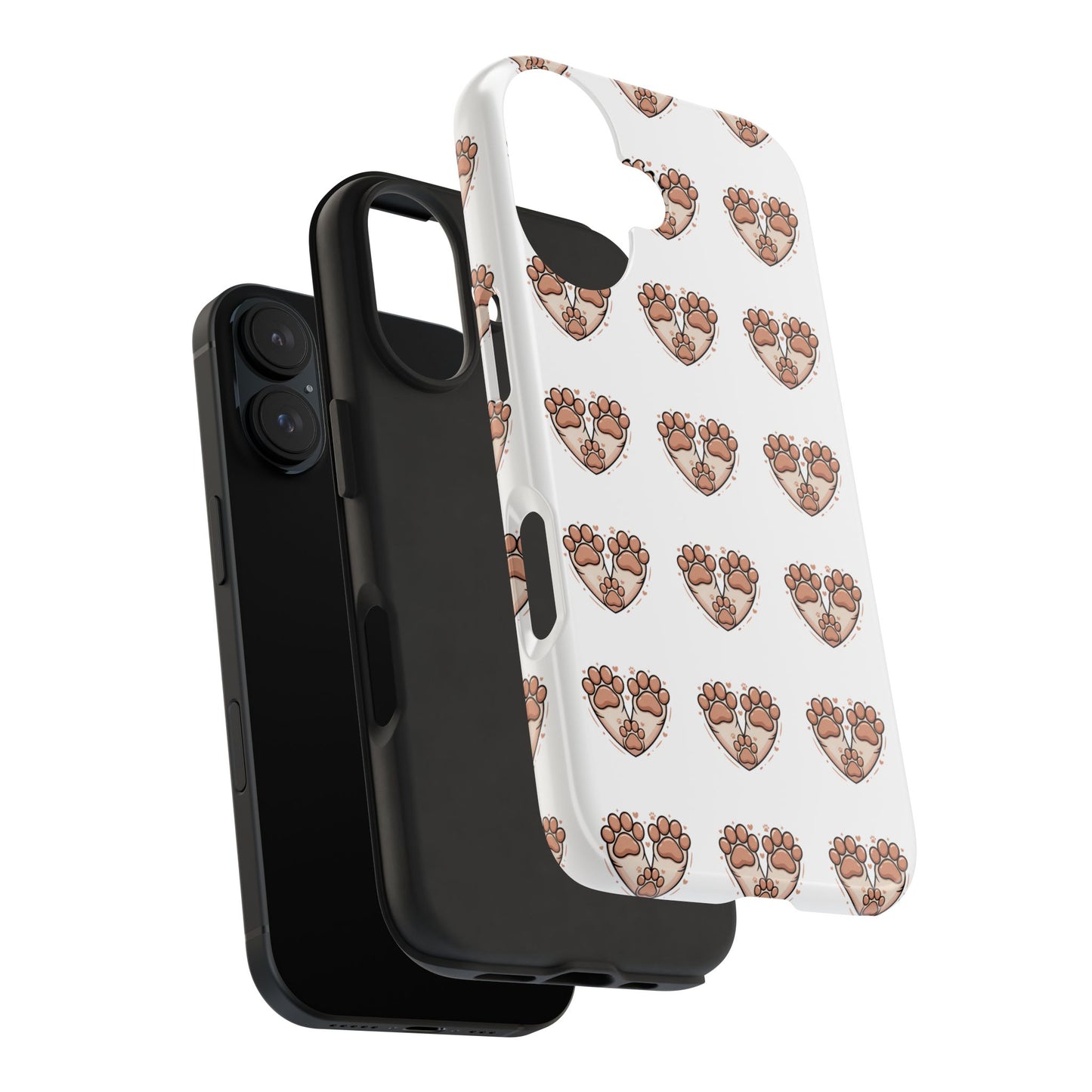 Paw Heart Tough Phone Case — Cute Cat & Dog Paw Print Pattern