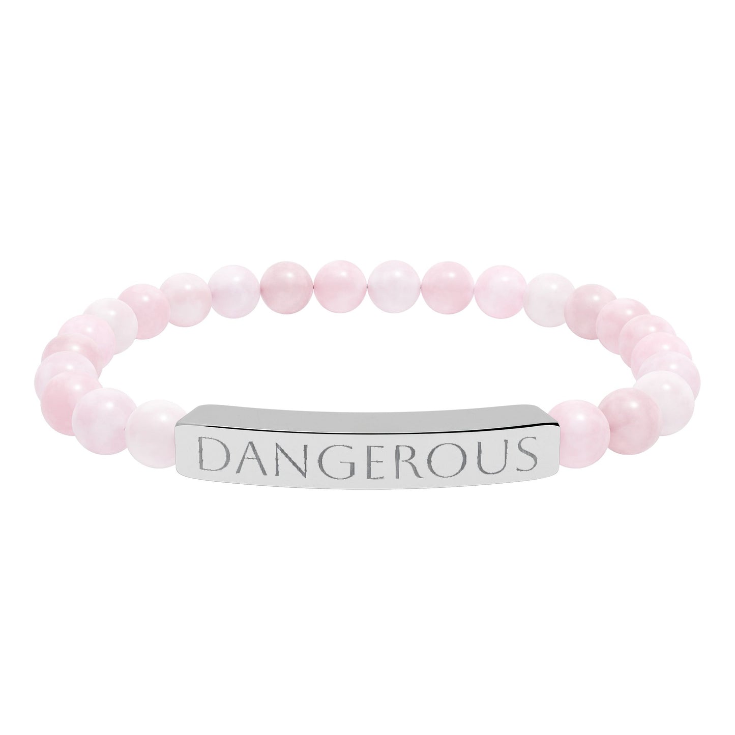 Natural Stone Stretch Bar Bracelet — "Dangerous" Engraved