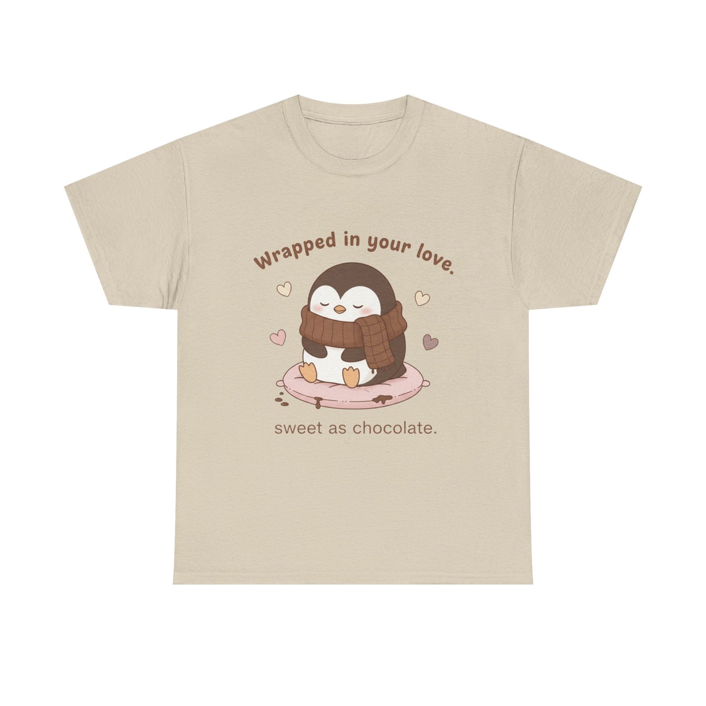 Penguin 'Wrapped in Your Love' Tee — Cute Valentine Chocolate Shirt