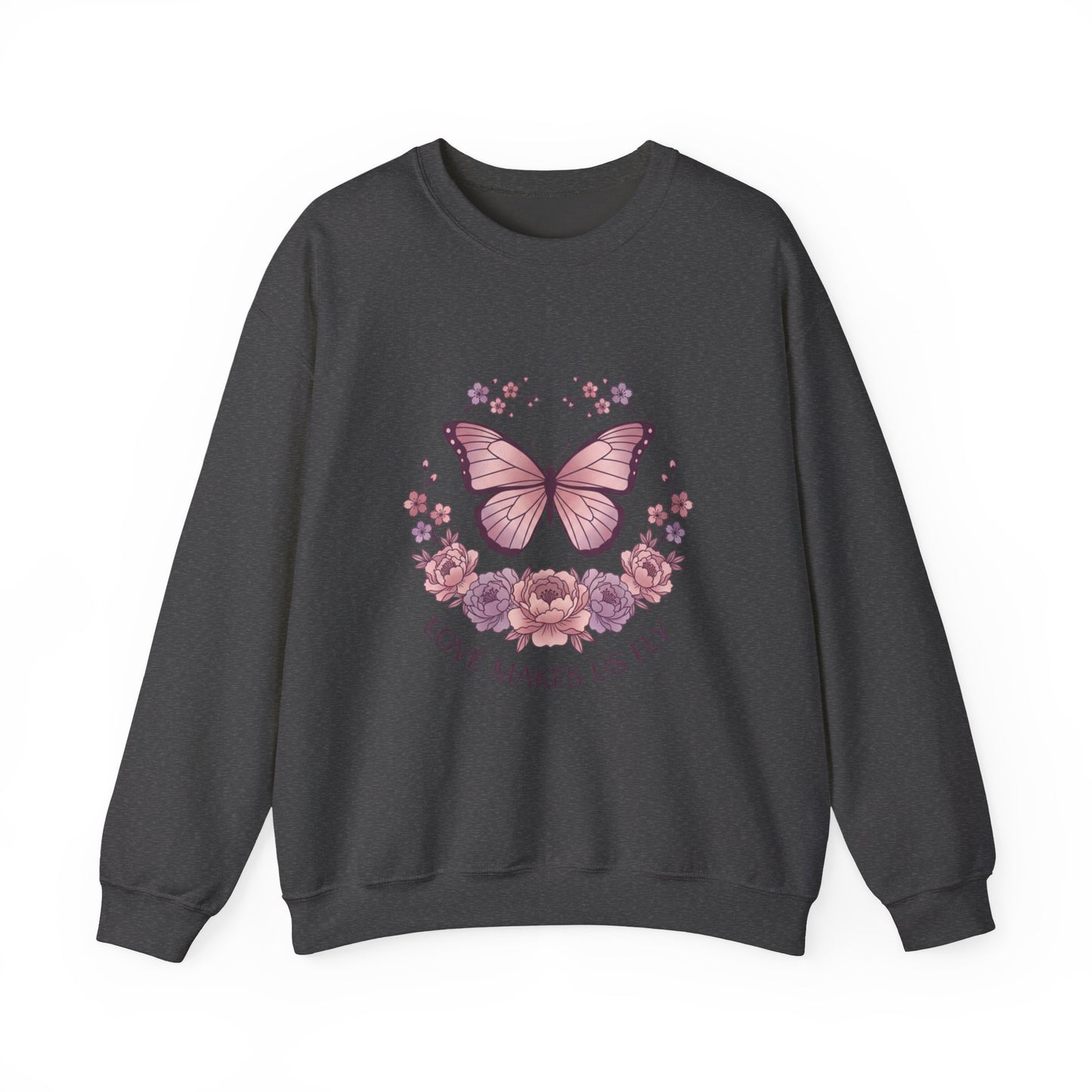 Love Makes Us Fly Butterfly & Flower Sweatshirt