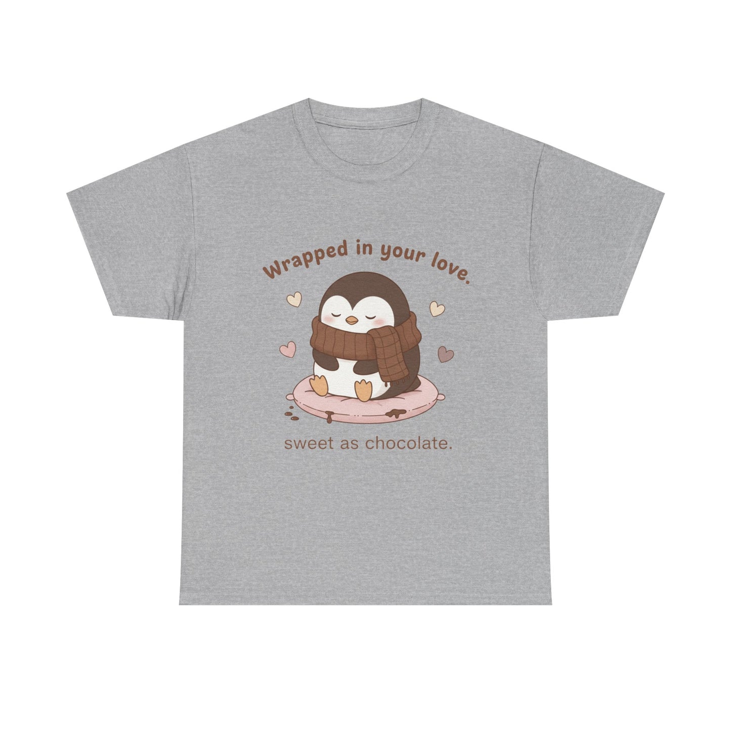 Penguin 'Wrapped in Your Love' Tee — Cute Valentine Chocolate Shirt