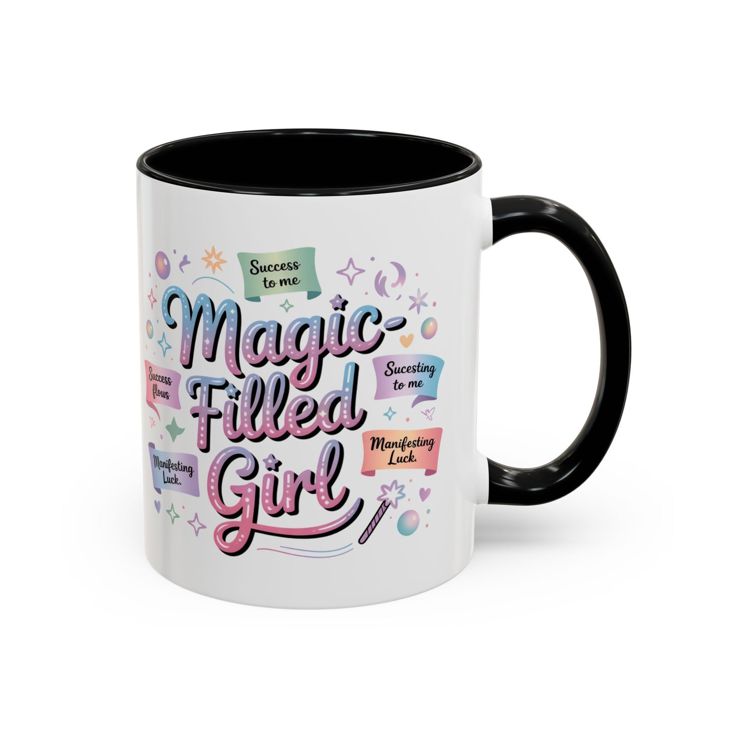 -Filled Girl Accent Coffee Mug — Inspirational Pink Pastel 11/15oz