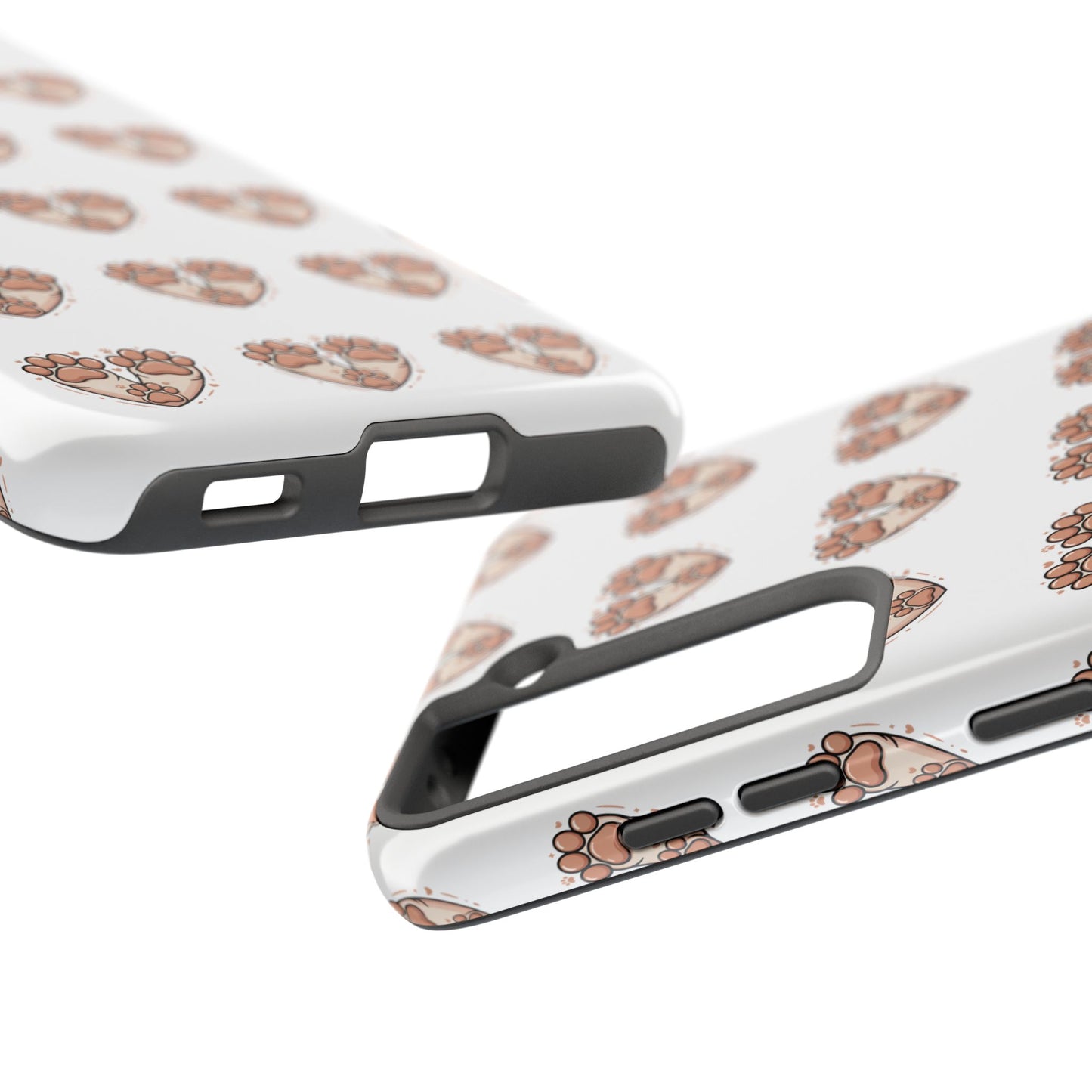 Paw Heart Tough Phone Case — Cute Cat & Dog Paw Print Pattern