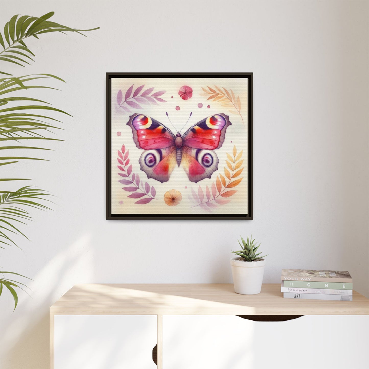 Framed Matte Canvas Butterfly Wall Art