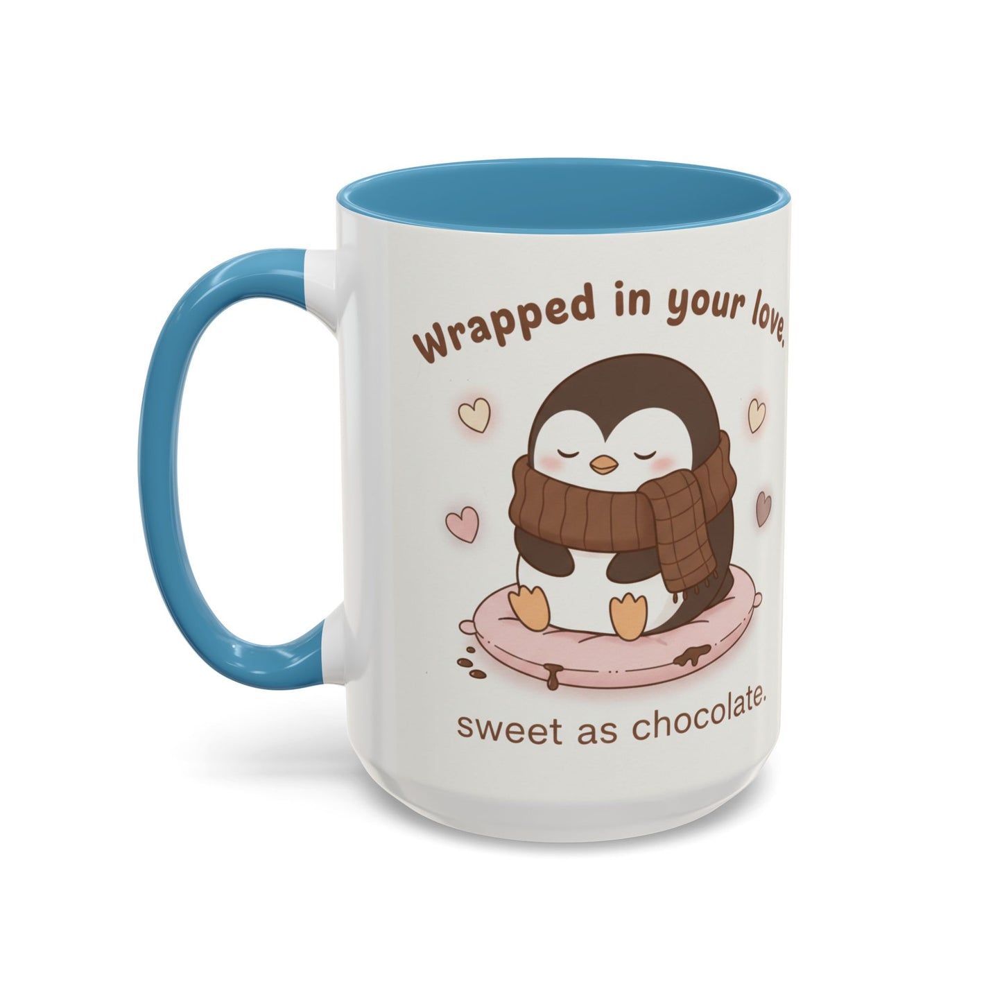 Penguin Wrapped in Your Love Accent Coffee Mug — Cute Romantic Penguin Gift (11/15 oz)